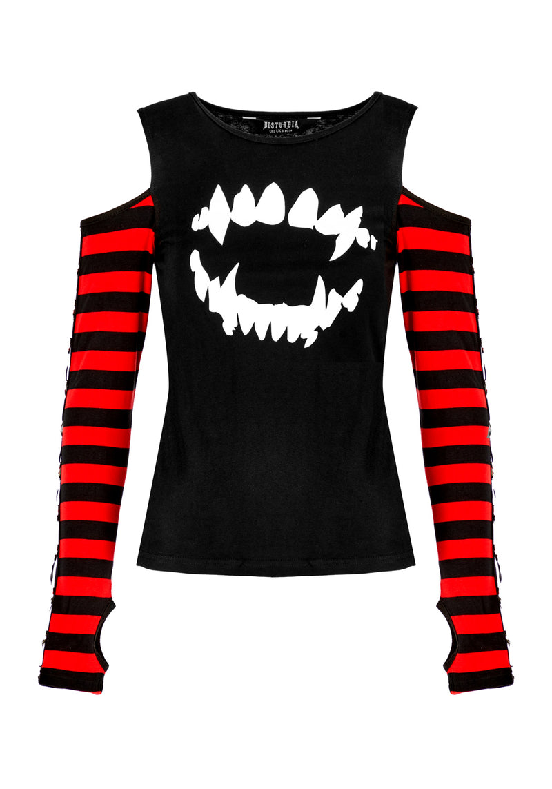 Rawr Stripe Cold Shoulder Tee