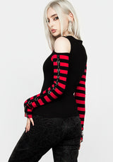 Rawr Stripe Cold Shoulder Tee