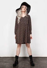 Moon Flower V Neck Smock Dress