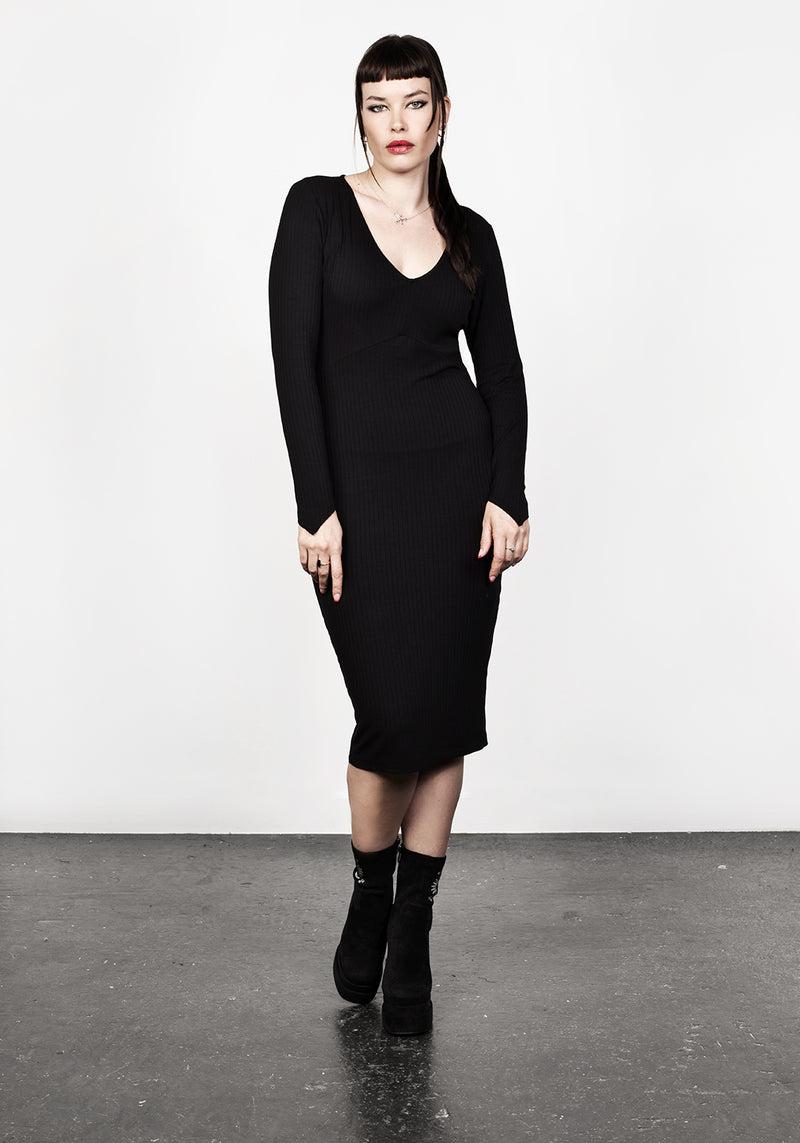 VAMPIRA V-NECK MIDI DRESS