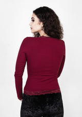 PERDITA LONG SLEEVE LACE TRIM TOP