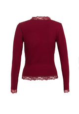 PERDITA LONG SLEEVE LACE TRIM TOP