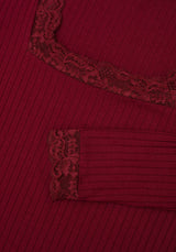 PERDITA LONG SLEEVE LACE TRIM TOP