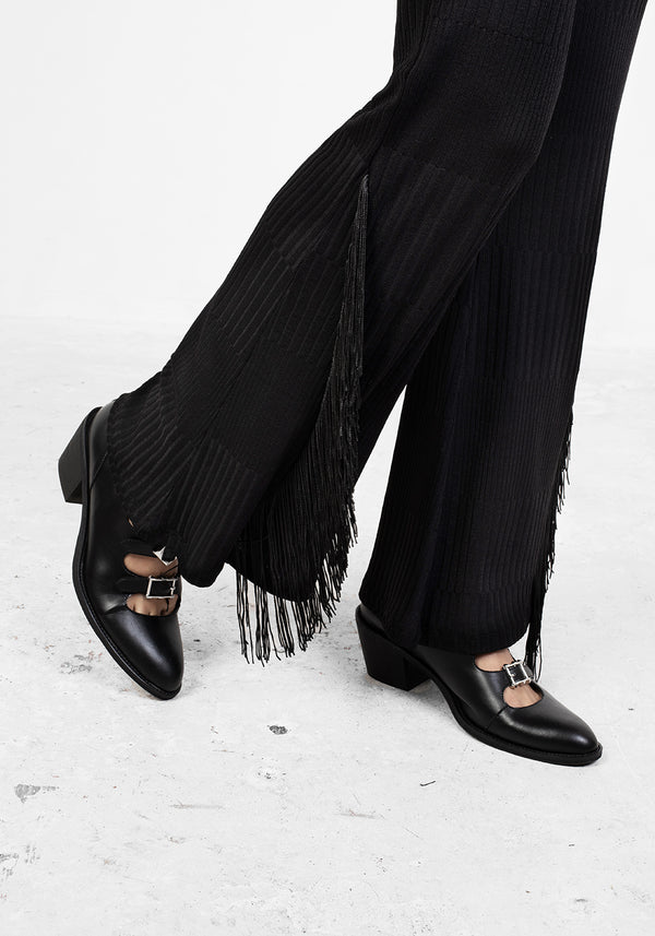 COYOTE FRINGED JERSEY FLARES