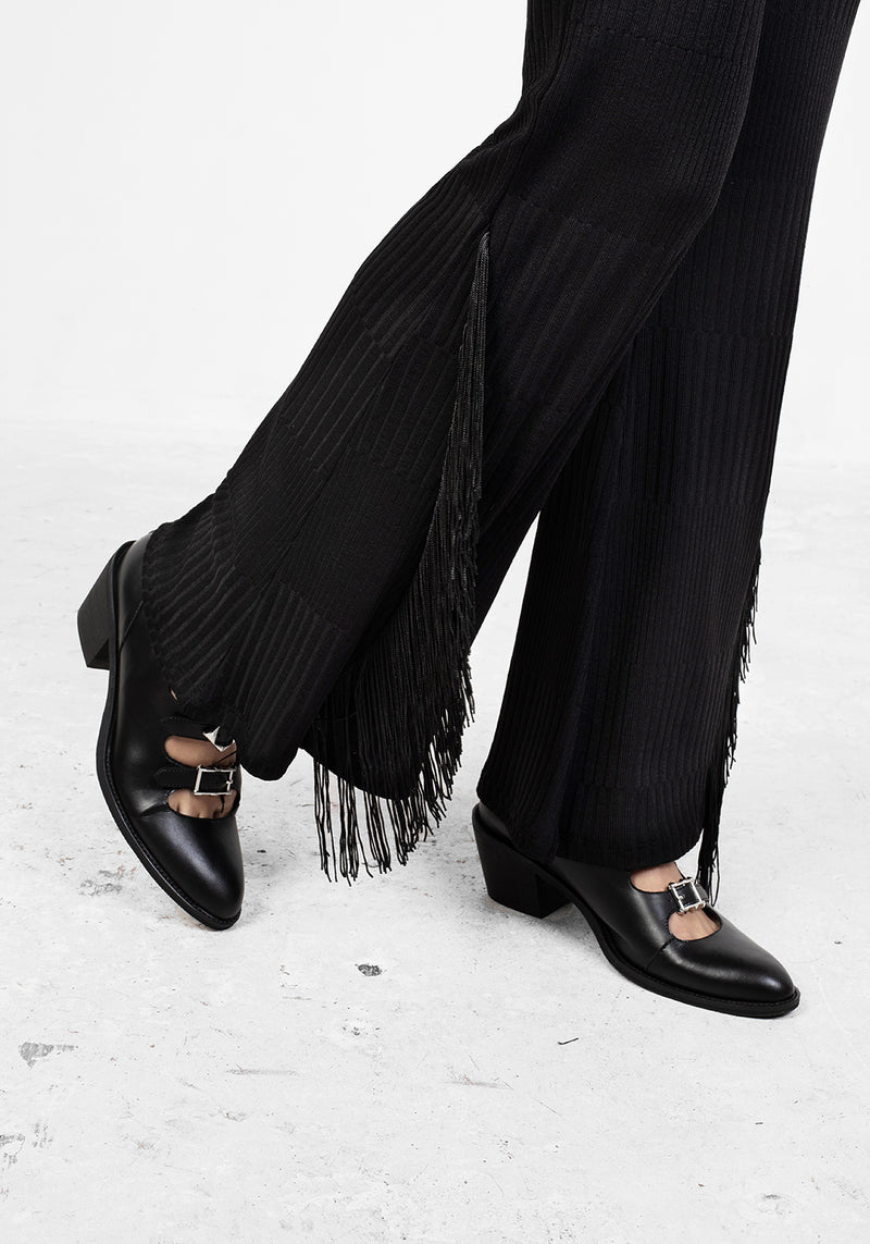 COYOTE FRINGED JERSEY FLARES