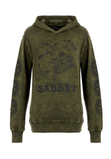 Sabbat and Sun Green Acid Wash Pullover Hoody