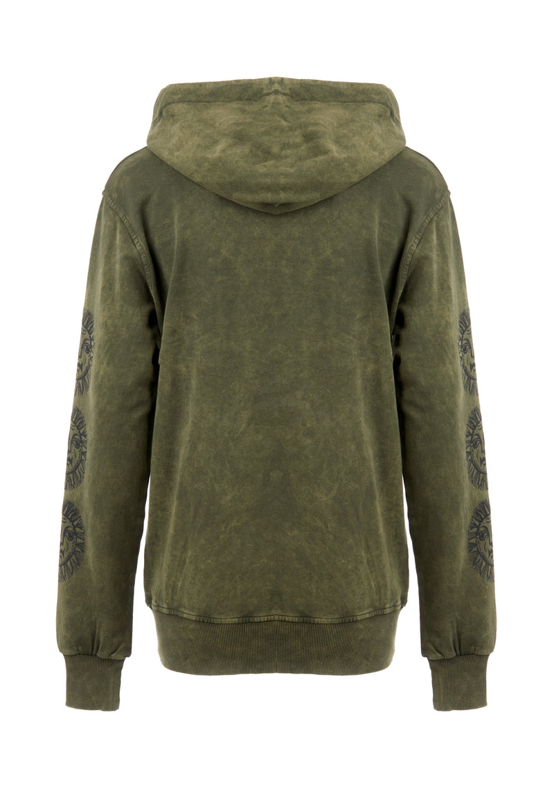 Sabbat and Sun Green Acid Wash Pullover Hoody