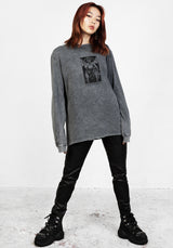 Tarot Grey Acid Wash Long Sleeve Tee