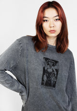 Tarot Grey Acid Wash Long Sleeve Tee