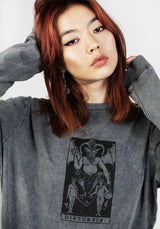 Tarot Grey Acid Wash Long Sleeve Tee