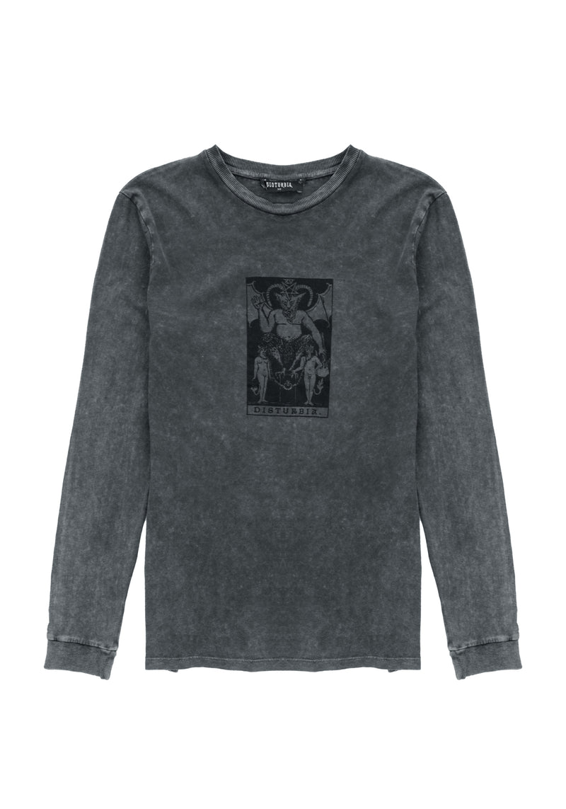 Tarot Grey Acid Wash Long Sleeve Tee