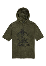 Goblins Green Acid Wash Short Sleeved Hoody