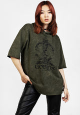Goblins Green Acid Wash Short Sleeved Hoody