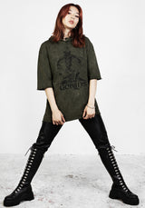 Goblins Green Acid Wash Short Sleeved Hoody