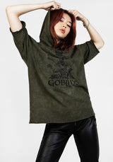 Goblins Green Acid Wash Short Sleeved Hoody
