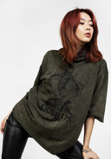 Goblins Green Acid Wash Short Sleeved Hoody