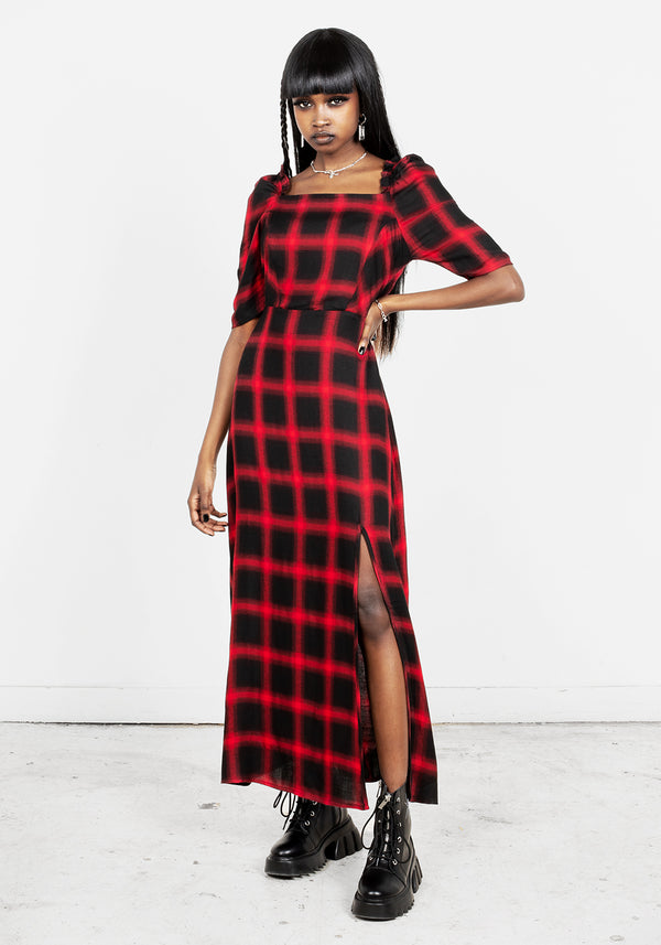 Pennyroyal Check Midi Dress