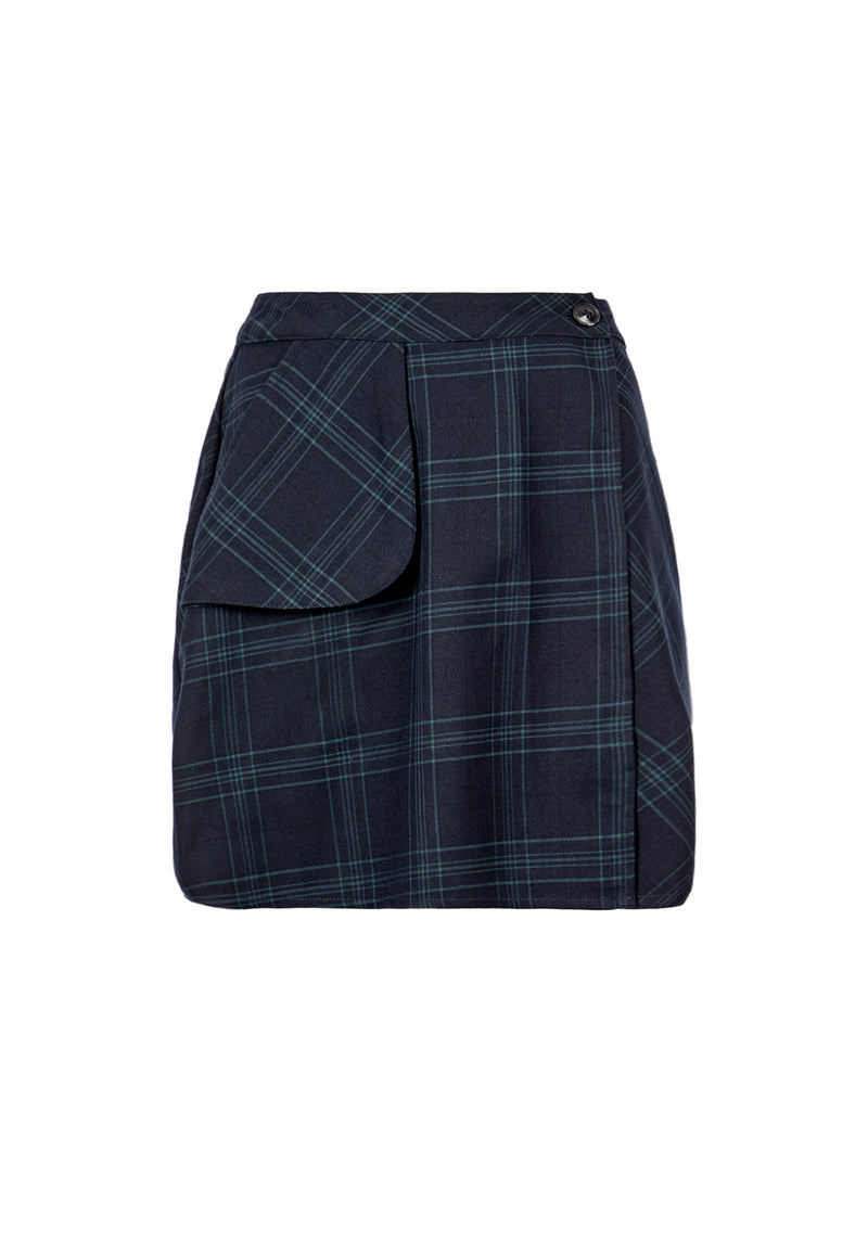 LITERATI CHECK MINI WRAP SKIRT