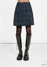 LITERATI CHECK MINI WRAP SKIRT