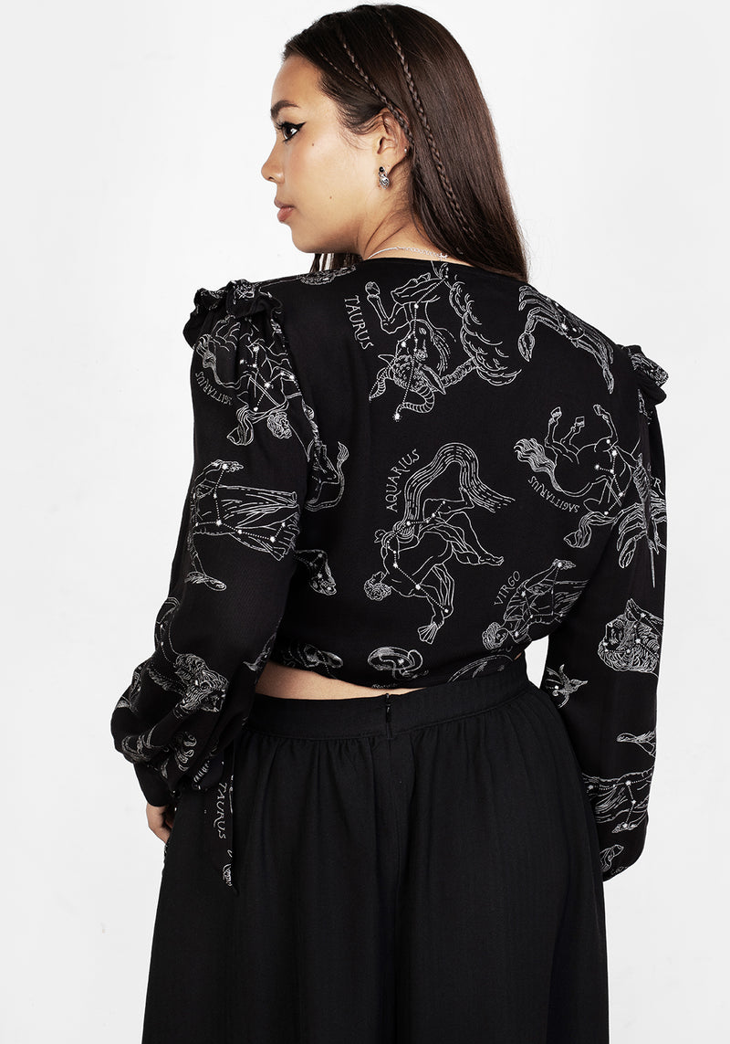 Zodiac Crop Wrap Top