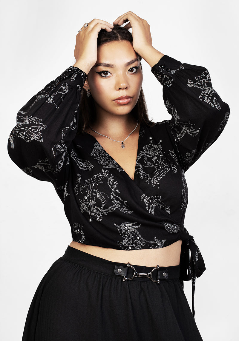 Zodiac Crop Wrap Top
