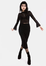 LOVESPELL FLOCKED MESH MIDI SKIRT