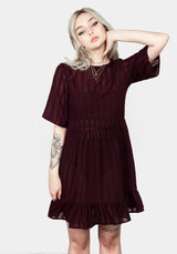 SHEER SMOCK DRESS IN PURPLE