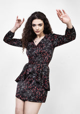 ROSETEARS FRILL PEPLUM MINI DRESS