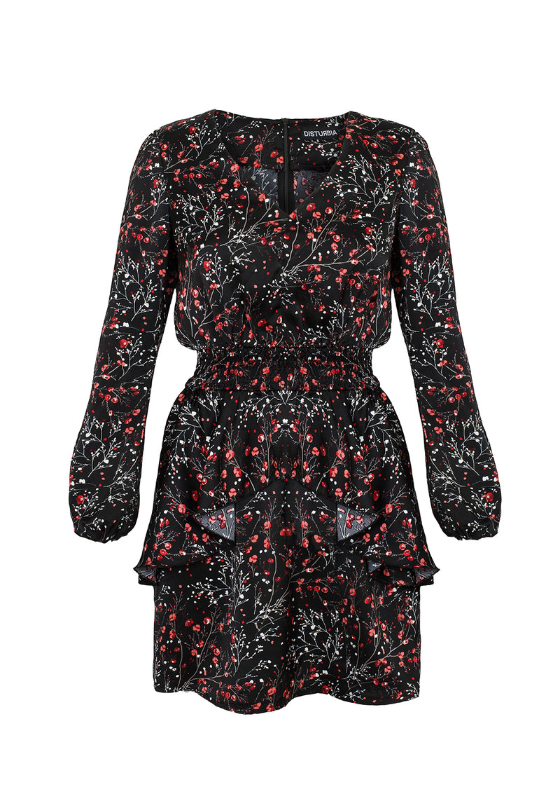 ROSETEARS FRILL PEPLUM MINI DRESS