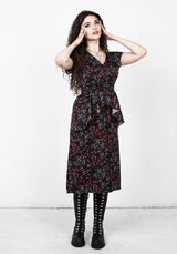 ROSETEARS FRILL PEPLUM MIDI DRESS