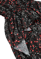 ROSETEARS FRILL PEPLUM MIDI DRESS