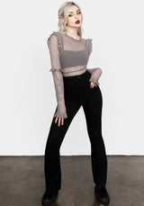 MOURNING RUFFLE TOP GHOST GREY