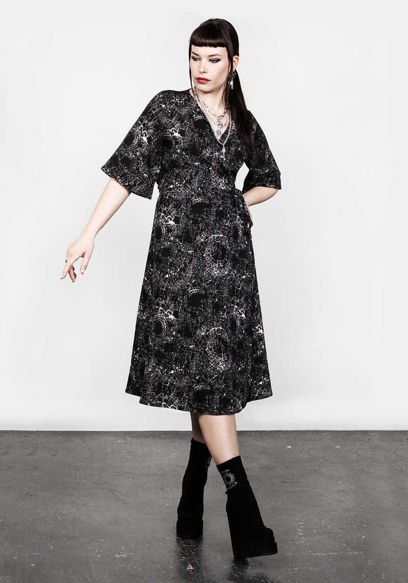 SPELLWORK MIDI WRAP DRESS