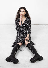 HEDGEWITCH RUFFLE WRAP ABOVE KNEE DRESS