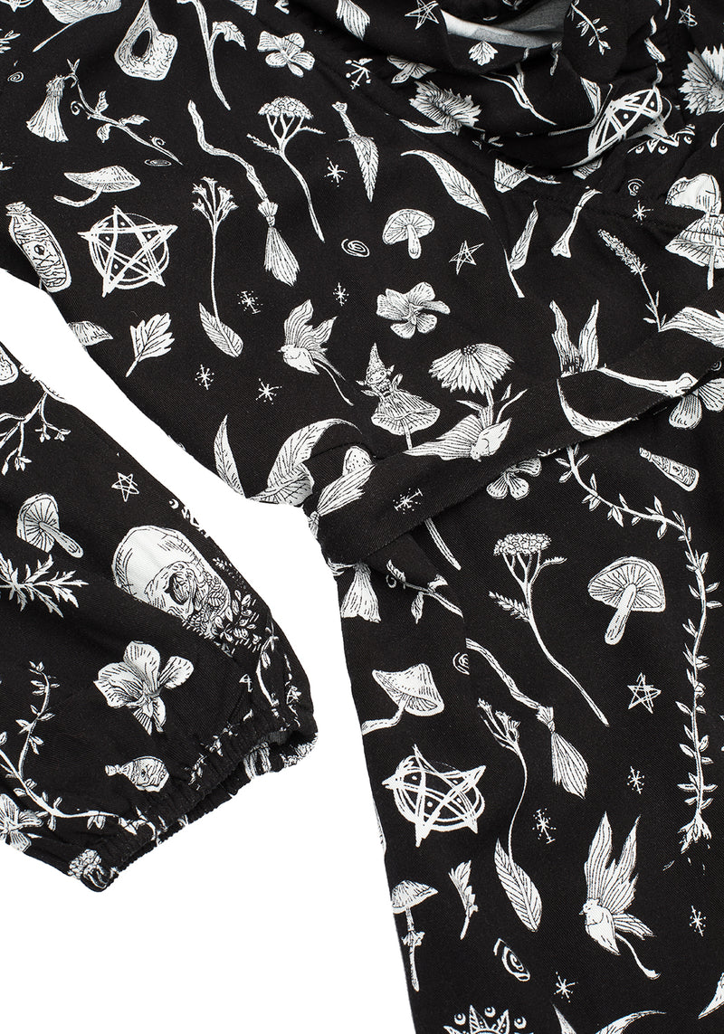 HEDGEWITCH RUFFLE WRAP ABOVE KNEE DRESS