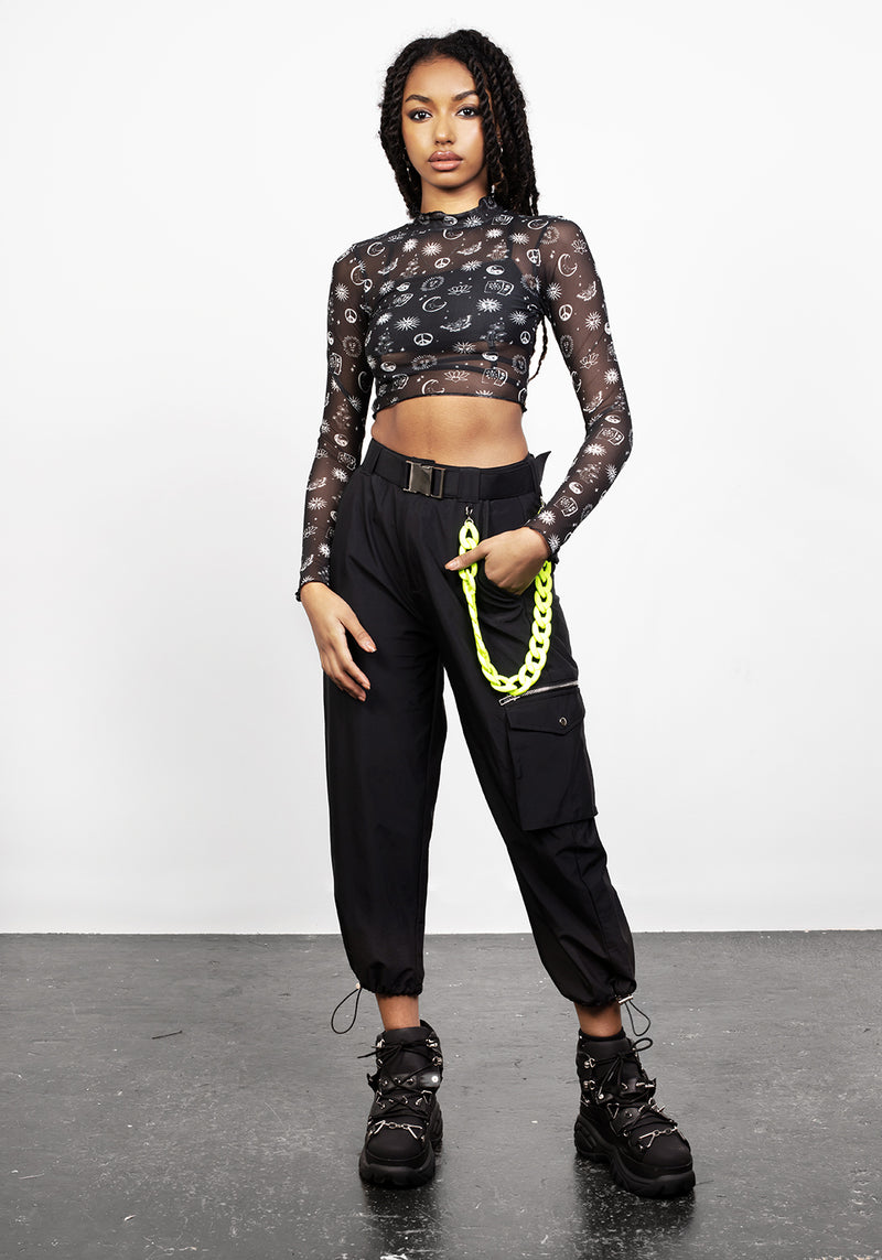 EUPHORIA LETTUCE EDGE MESH CROP TOP