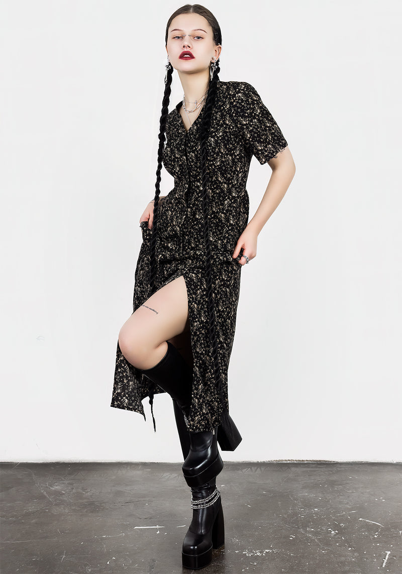 Gardenia Print Button Down Midaxi Dress