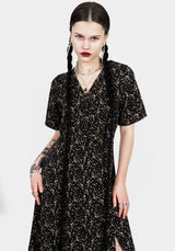 Gardenia Print Button Down Midaxi Dress