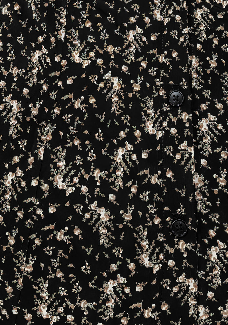 Gardenia Print Button Down Midaxi Dress