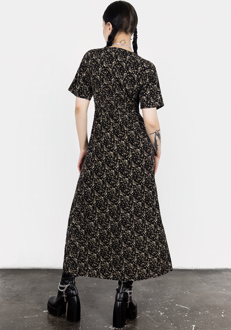 Gardenia Print Button Down Midaxi Dress