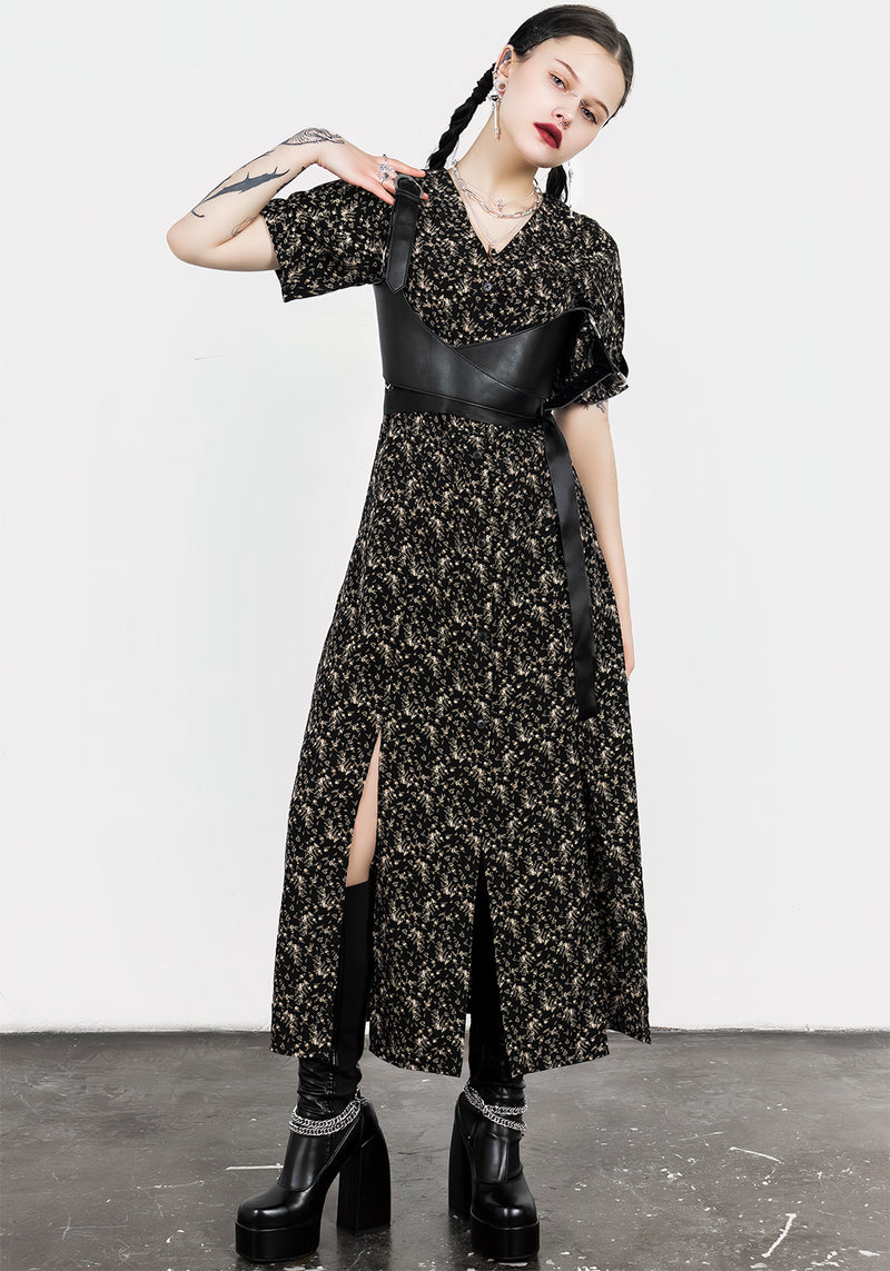 Gardenia Print Button Down Midaxi Dress