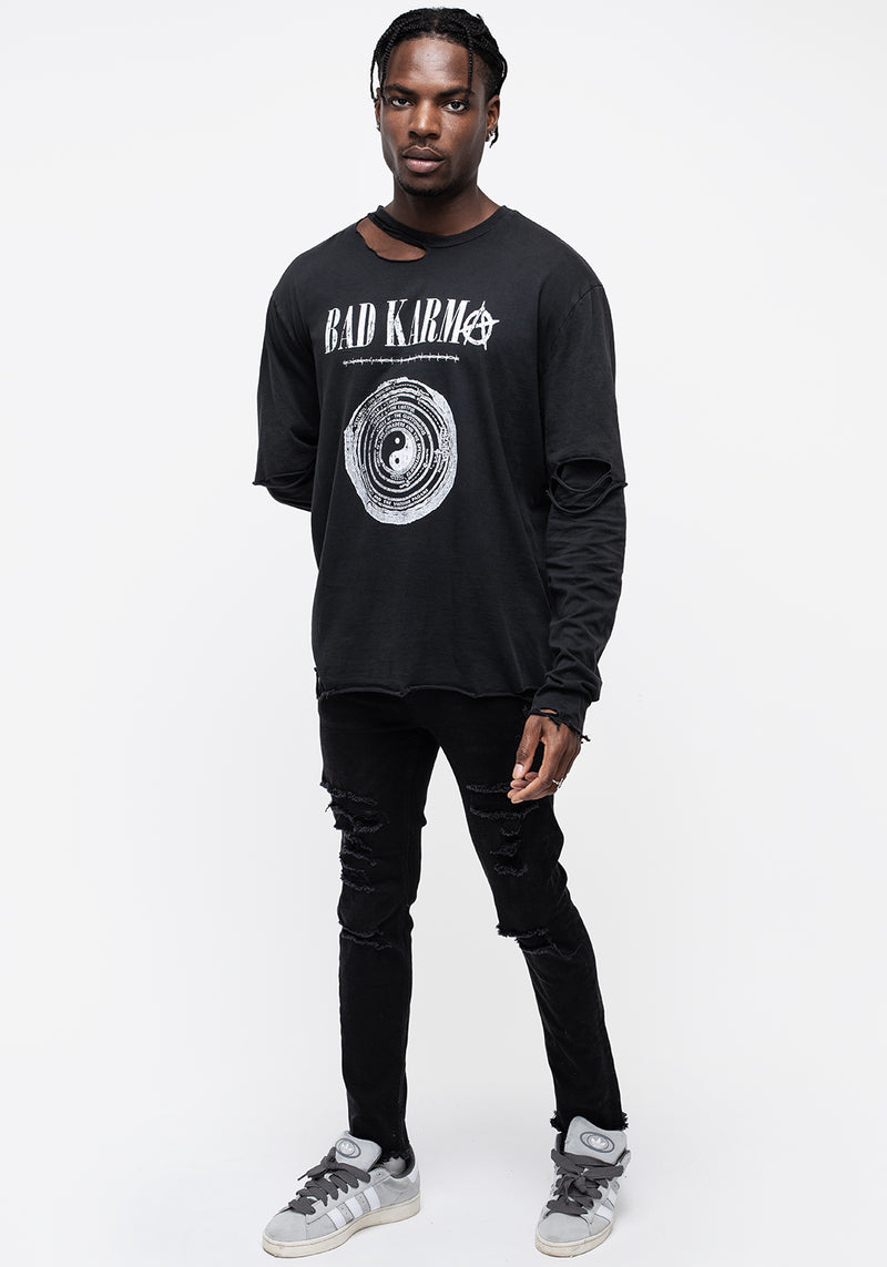 Bad Karma Distressed Layered T-Shirt