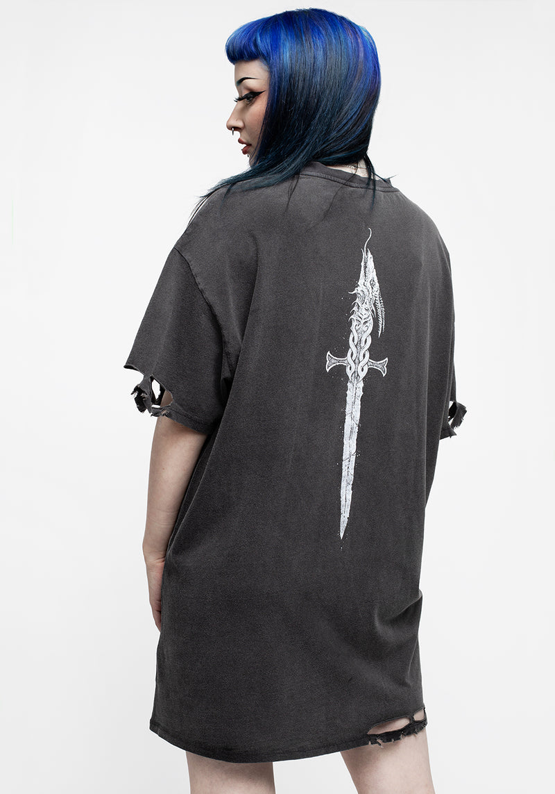Kilgharrah Unisex Distressed Acid Washed Tee Dress