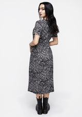 Ophidia Snakes Print Button Down Midi Dress - Grey