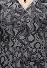 Ophidia Snakes Print Button Down Midi Dress - Grey