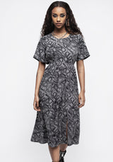 Ophidia Snakes Print Open Back Midi Dress - Grey