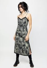 Grime Check Lace Midi Slip Dress