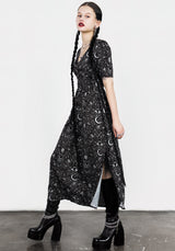 Stellaluna V Neck Button Short Sleeve Midaxi Dress