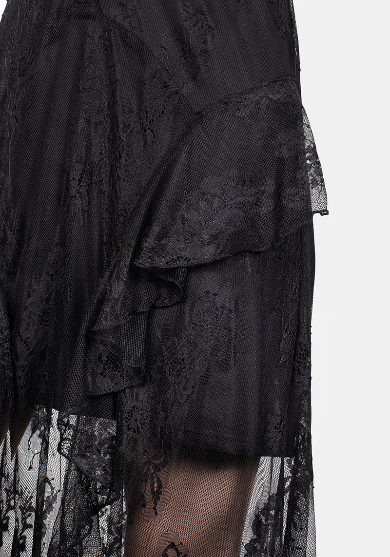 Mourning Lace Cascade Midaxi Dress