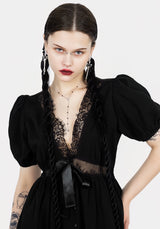 Mortuary Lace Button Up Midi Dress